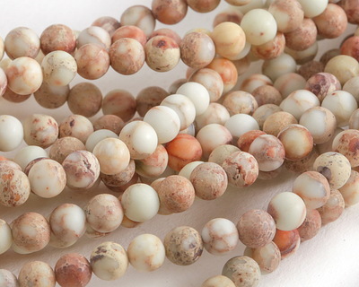 White Impression Jasper (matte) Round 4mm