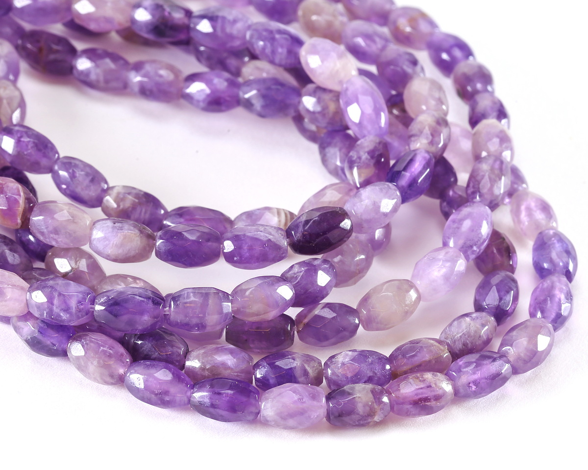 Dogtooth Amethyst Faceted Rice 9-10x6-6.5mm
