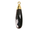 Black Obsidian Faceted Puff Teardrop Focal w/ Gold Finish 9x28mm