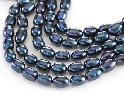 Midnight Blue Freshwater Rice Pearl 7-8mm