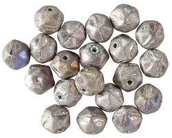 Czech Glass Matte Bronzed Antique Silver AB English Cut Bead 7x8mm