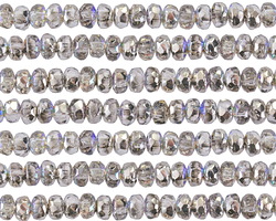 Czech Glass Textured Crystal AB w/ Silver Fire Polished Rondelle 2.5x4mm