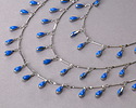 Zola Elements Silver Finish Bar Chain w/ Blue Teardrops