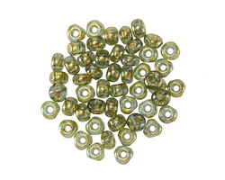 Czech Glass Aqua Green w/ Antique Gold Trica Beads 3x4mm