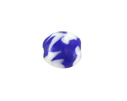 African Recycled Glass Cobalt & White Tumbled Round 10-14mm