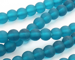 Peacock Blue Beach-Style Glass Round 6mm