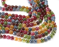 Green, Pink, Red Agate Color Mix Faceted Round 4-4.5mm