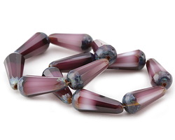Czech Glass Plum Picasso Faceted Teardrop 20x8mm
