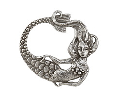 Green Girl Pewter Elegant Mermaid Pendant 44x42mm
