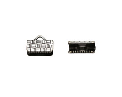 Antique Silver (plated) Basket Weave Ribbon Crimp End 10mm