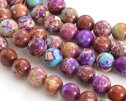 Purple & Turquoise Impression Jasper Round 8mm