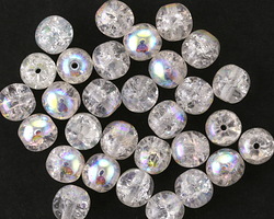 Czech Glass Crackle Crystal w/ AB Druk 6mm