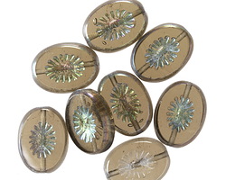 Czech Glass Smoke AB Oval Star Window 14x10mm