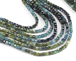Tourmaline (A) Blue/Green Ombre Microfaceted Cube 2mm