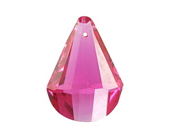 Czech Antique Crystal Strawberry Faceted Fan Cut Drop Focal 20x27mm