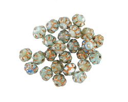 Czech Glass Sky Blue Opaline Mix w/ Dark Bronze Wash Bali Style 6mm