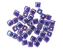 Czech Glass Sapphire w/ Iris Blue Finish Cube 4mm