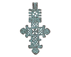 Mykonos Copper (plated) Patina Large Ornate Cross Focal 37x64mm
