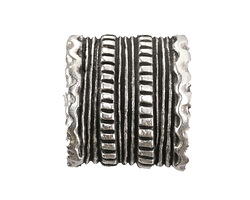 Mykonos Antique Silver (plated) Roped Oblong Barrel (large hole) 21x24mm