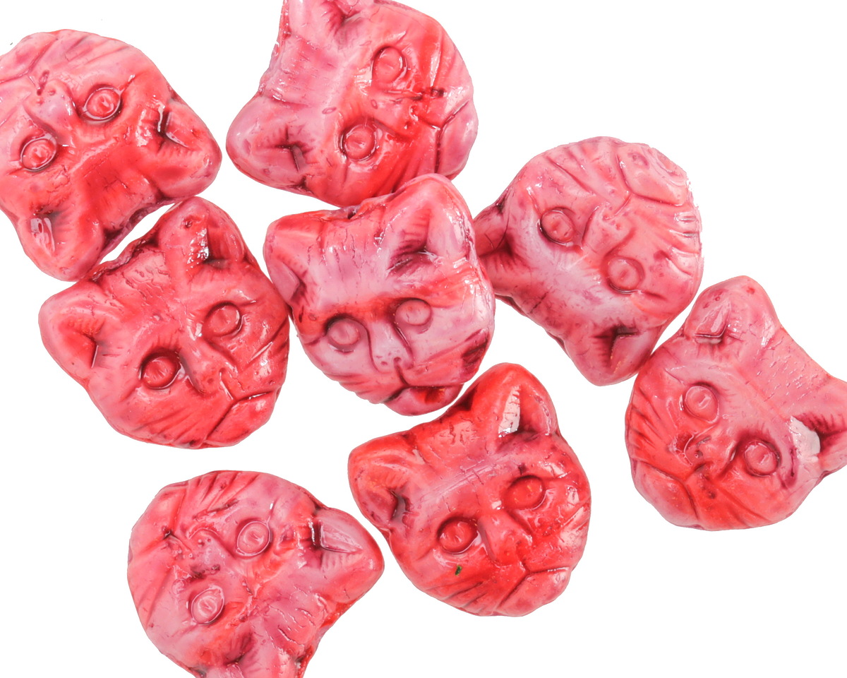 Czech Glass Cinnamom Swirl Cat Head 12mm