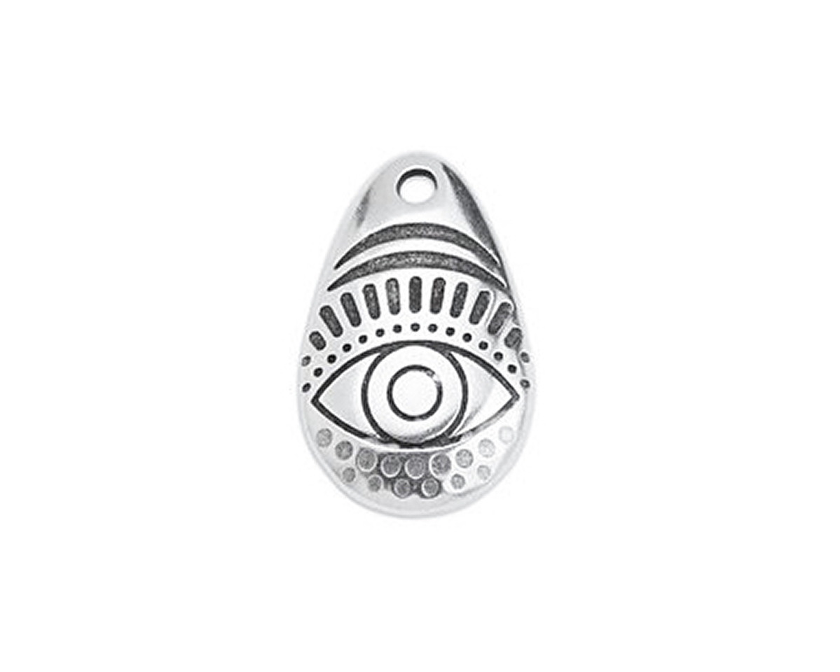 Antique Silver (plated) Eye Puff Teardrop Focal 13x20mm