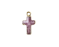 Dogtooth Amethyst Faceted Cross Focal w/ Gold Finish 10x15mm