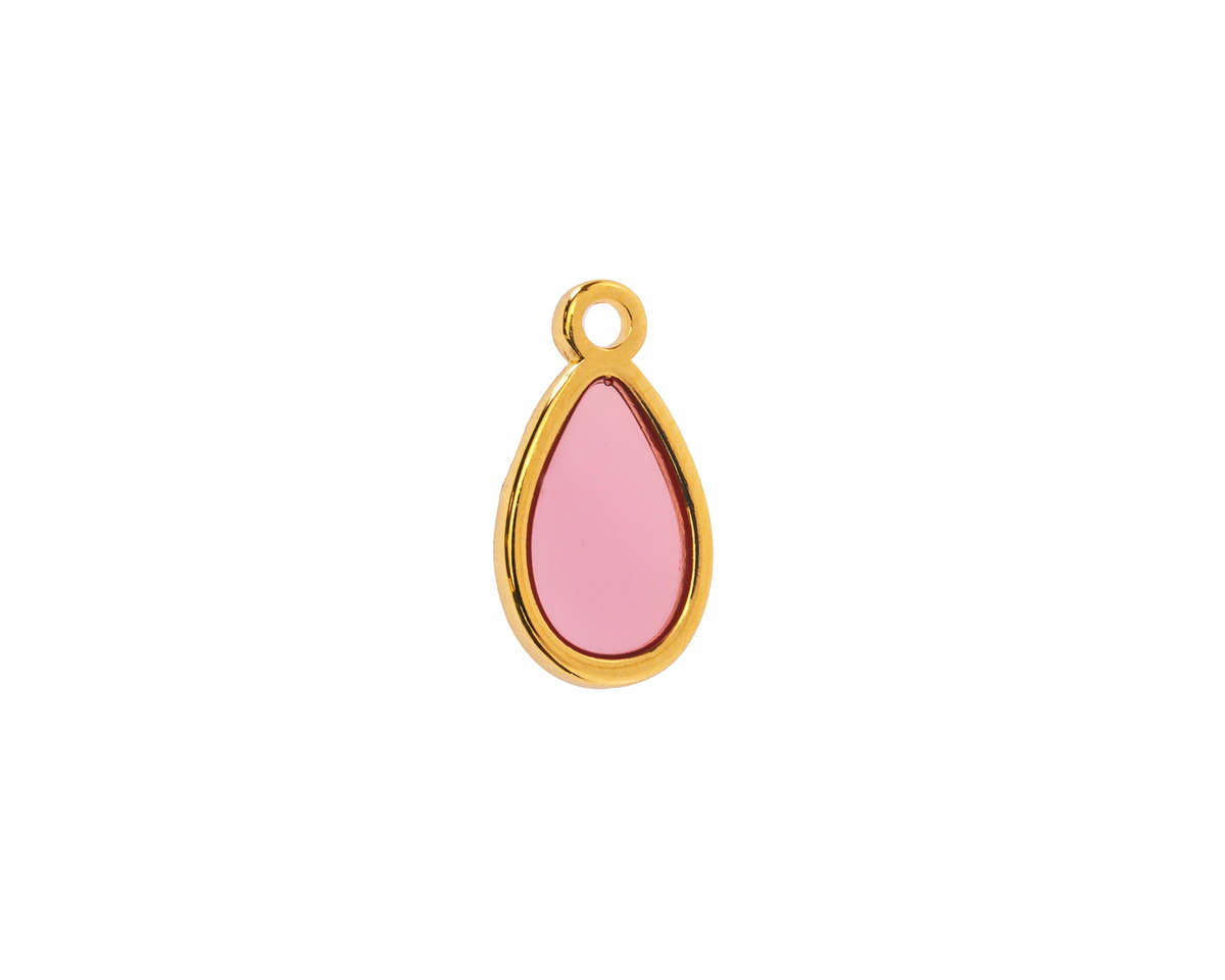 24K Gold (Plated) Transparent Rose Resin Drop Focal 8x15mm