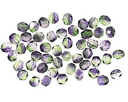 Czech Glass Dual Coated Blueberry/Green Tea Fire Polished Round 4mm