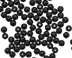 Czech Glass Matte Jet Round 4mm