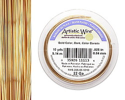 Artistic Wire Silver Plated Gold 22 gauge, 10 yards