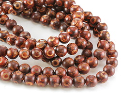 Tibetan (Dzi) Agate Red-Brown Round 8mm