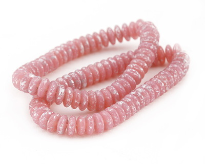 Czech Glass Peony w/ Silver Flecks Spacer 2x6mm