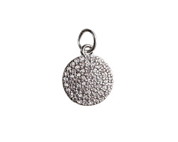 Clear Pave CZ Stainless Steel Coin Charm 10.5x16mm