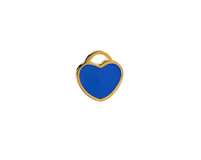 Classic Blue Enamel Waterproof 18K PVD Gold Plated Stainless Steel Heart Charm 11x12mm