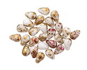 Czech Glass White w/ Metallic Raspberry Bold Flecks Teardrop 4x6mm