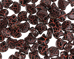 Matubo Czech Glass ColorTrends: Ionic Jet Orange 2-Hole Ginkgo Leaf 7.5mm