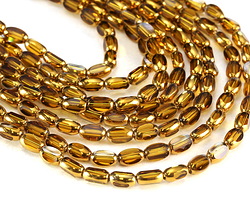 Smoky Topaz Crystal w/ Gold Faceted Rice 6x4mm