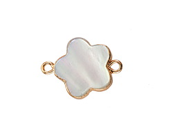 Black Lip Shell Flower Link w/ Gold Finish 21x15mm