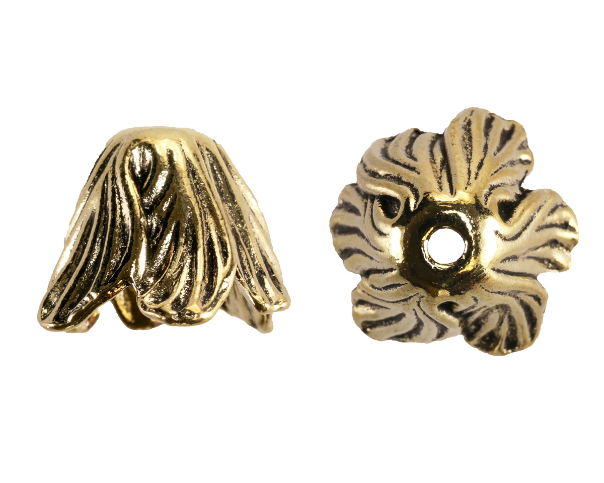 Antique Gold (plated) Flower Blossom Bead Cap 19x15mm