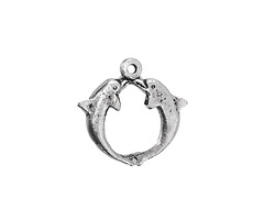 Mykonos Antique Silver (plated) Leaping Dolphins Focal 22x21mm