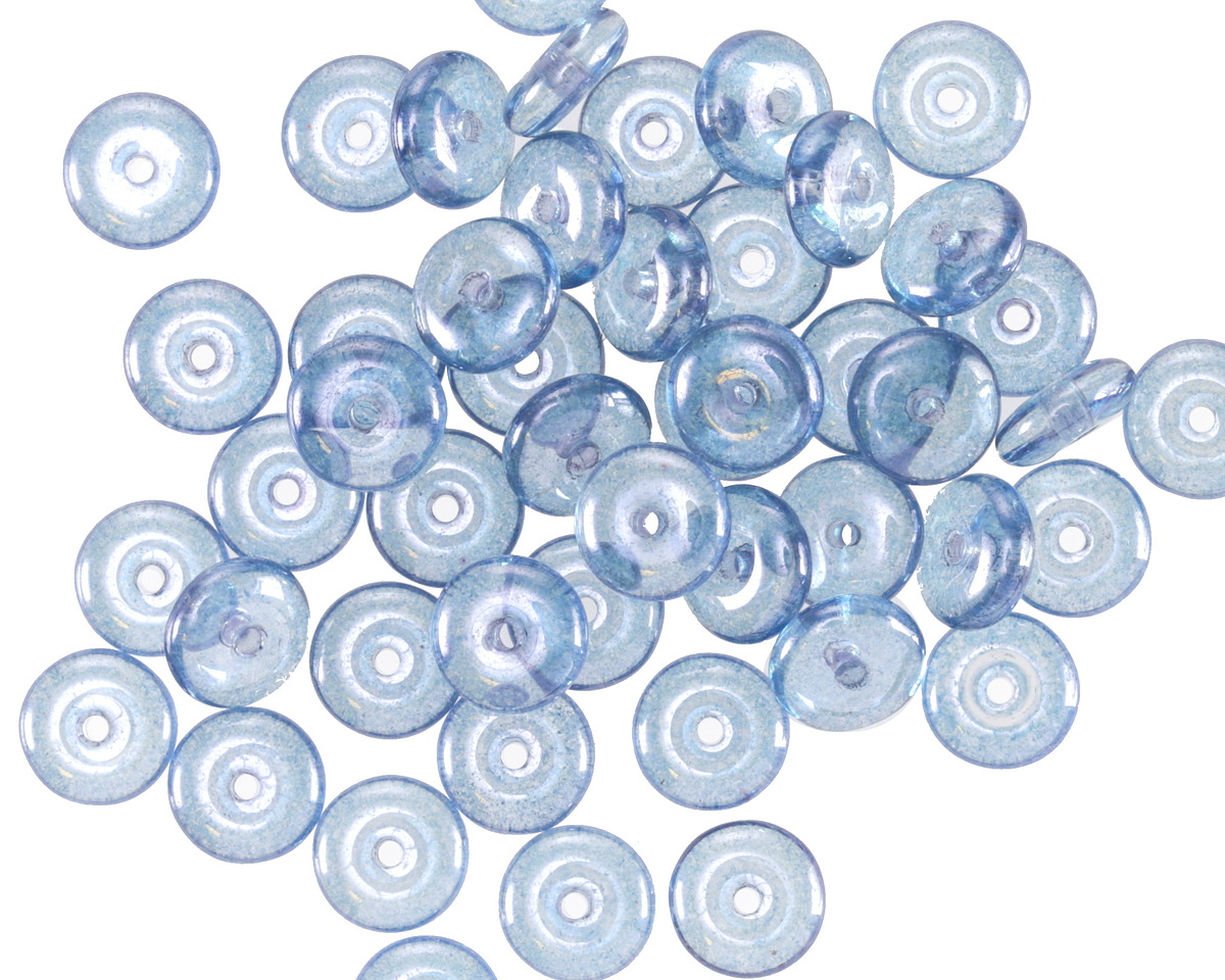 Czech Glass Light Sapphire w/ Silver Luster Spacer 2x6mm