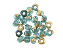 Czech Glass Island Blue w/ Textured Gold AB Trica Beads 4x5mm