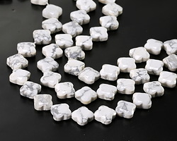 White Howlite Faceted Quatrefoil 13mm