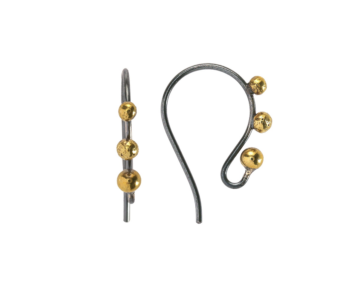 Nina Designs Sterling Silver Black Finish Ear Wire w/ Bronze Granulation 14x21mm