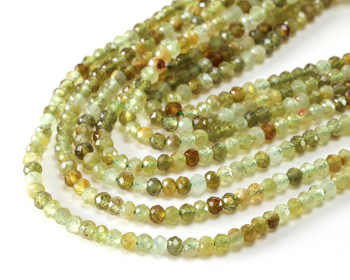 Green Garnet Microfaceted Rondelle 3x4mm