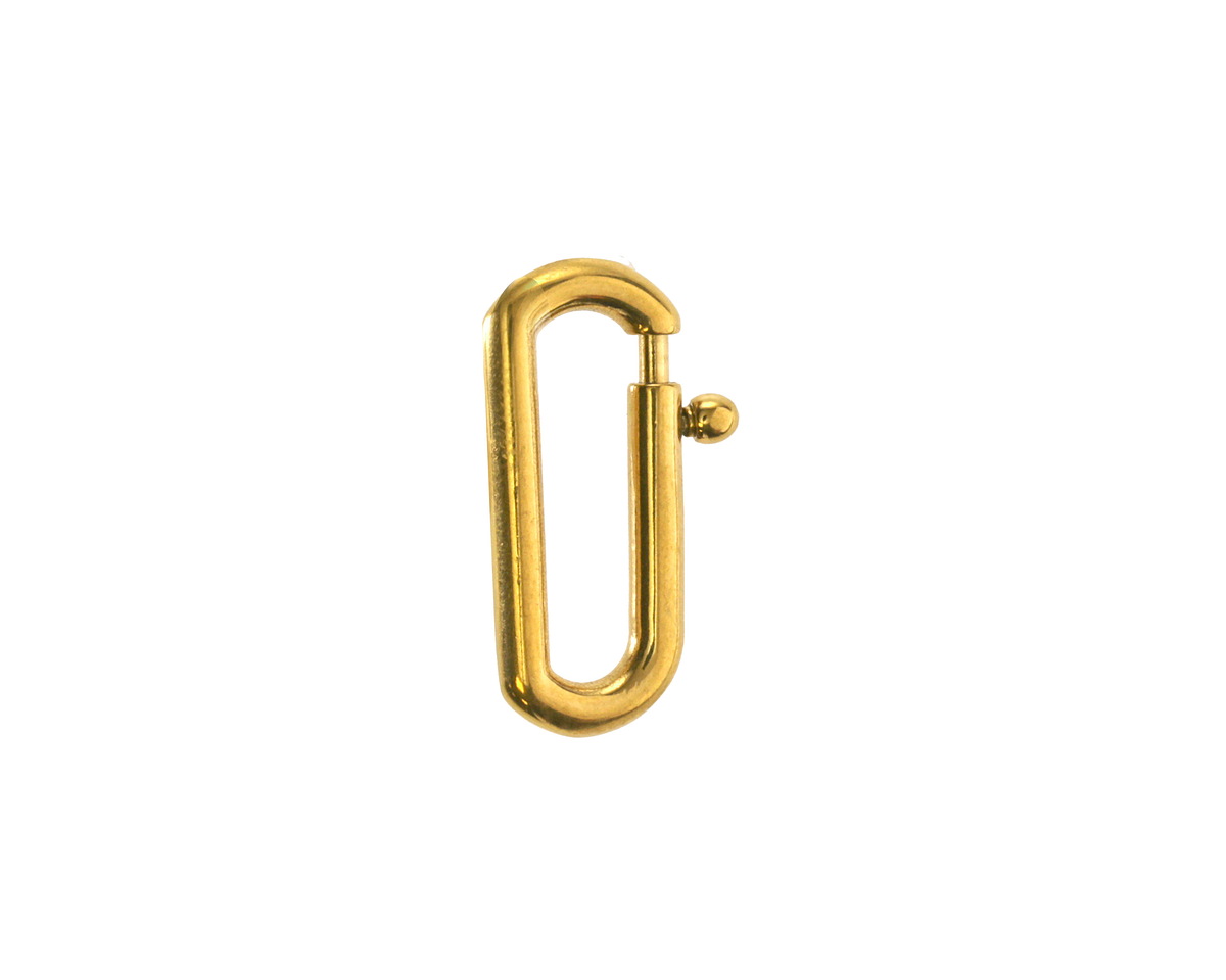 Waterproof 18K Gold PVD Plated Stainless Steel Large Oval Spring Ring Clasp 8x18mm