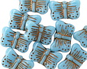 Czech Glass Bronzed Blue Turquoise Butterfly 16x11mm
