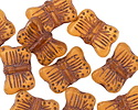 Czech Glass Matte Medium Topaz w/ Brown Wash Butterfly 16x11mm