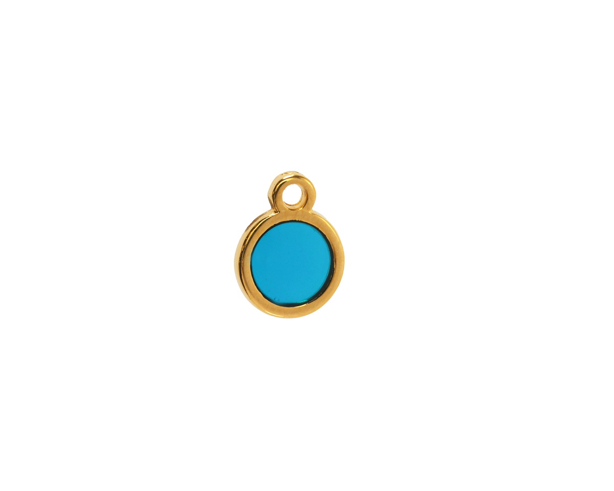 24K Gold (Plated) Transparent Turquoise Resin Round Focal 8x11mm