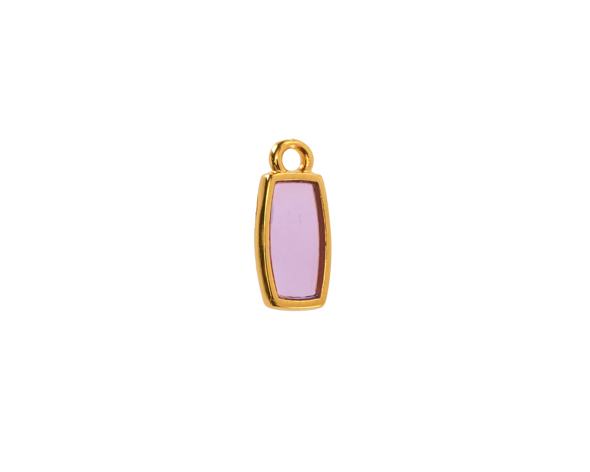 24K Gold (Plated) Transparent Lilac Resin Rectangle Focal 6x13mm